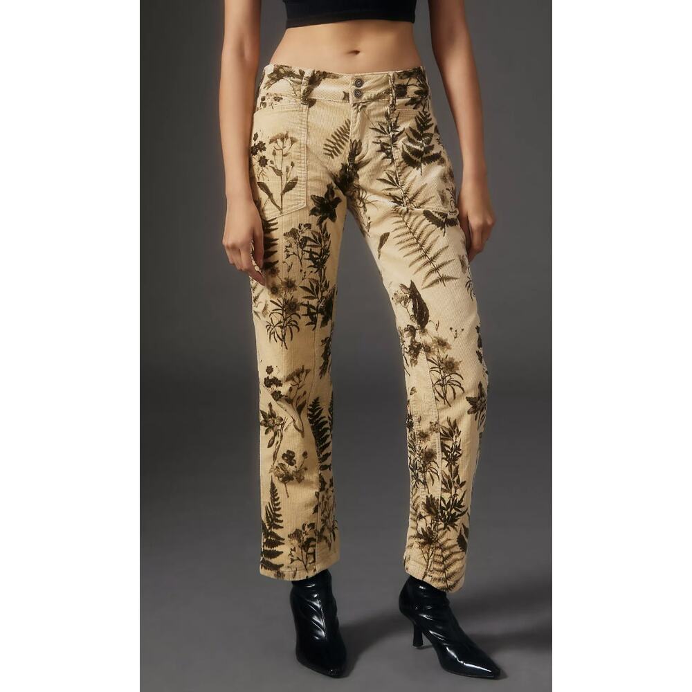 Anthropologie Pilcro The Wanderer Low-Rise Pants Printed Corduroy Size 28 Casual